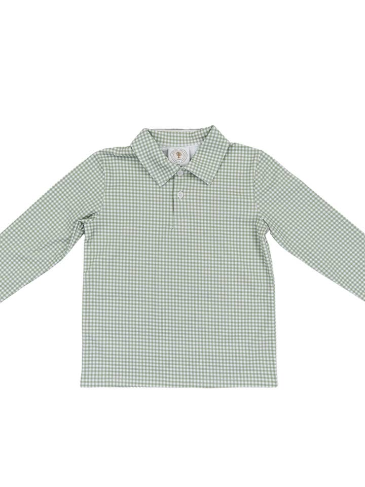 Sage Green Gingham Polo