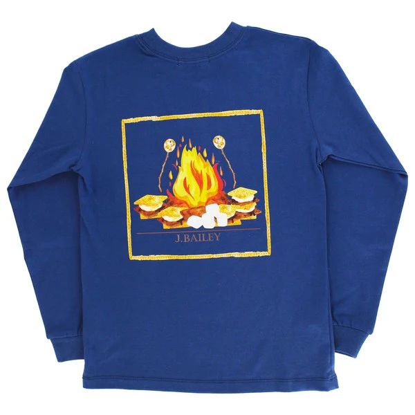 Boys Long Sleeve Logo Tee - Smores on Blue