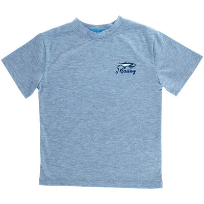 J. Bailey Logo Tee - Fish on Heather Blue