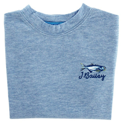 J. Bailey Logo Tee - Fish on Heather Blue