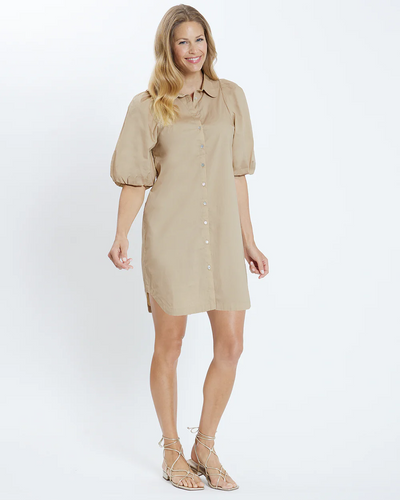 Lovey Dress Cotton Stretch Poplin -Sand