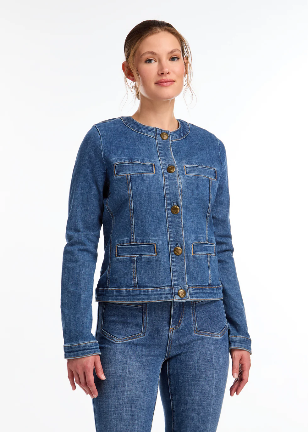 Colarless Denim Jacket