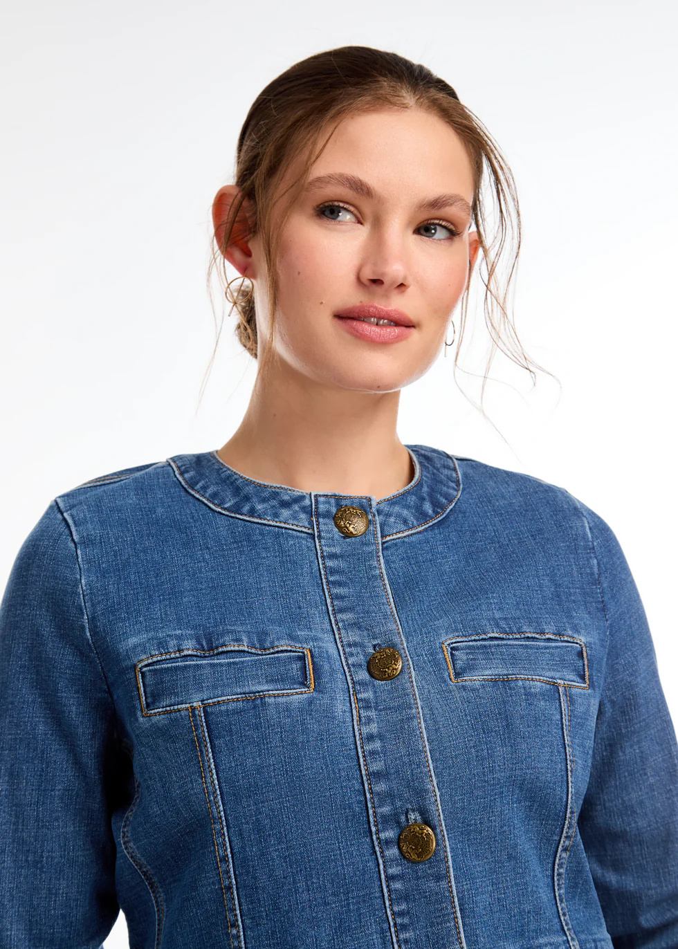 Colarless Denim Jacket