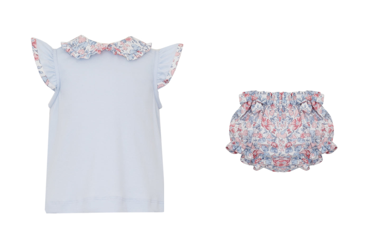 Blue & Pink Floral Bloomer Set