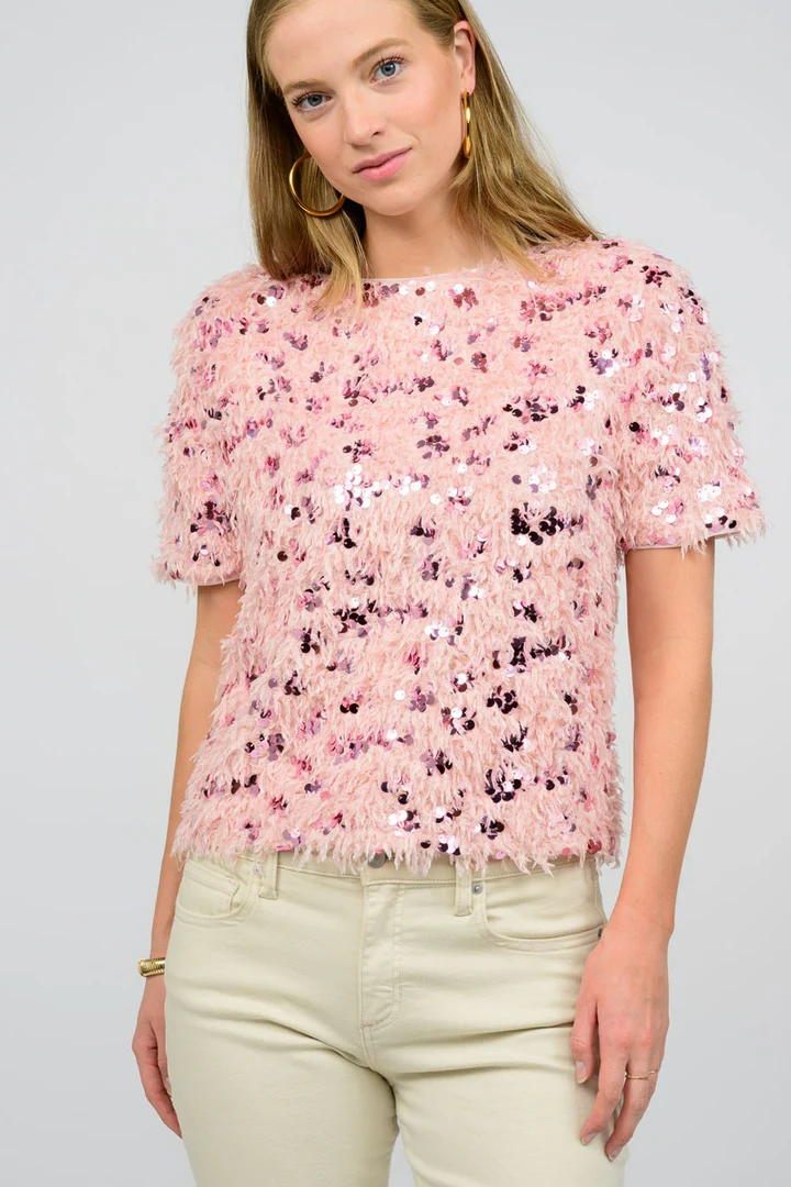 Fuzzy Sparkle Tee Rose