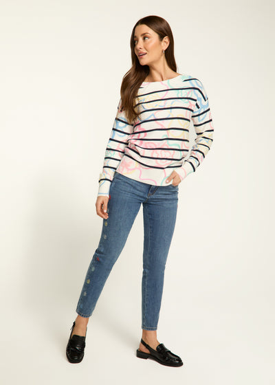 Boatneck Printed Sweater