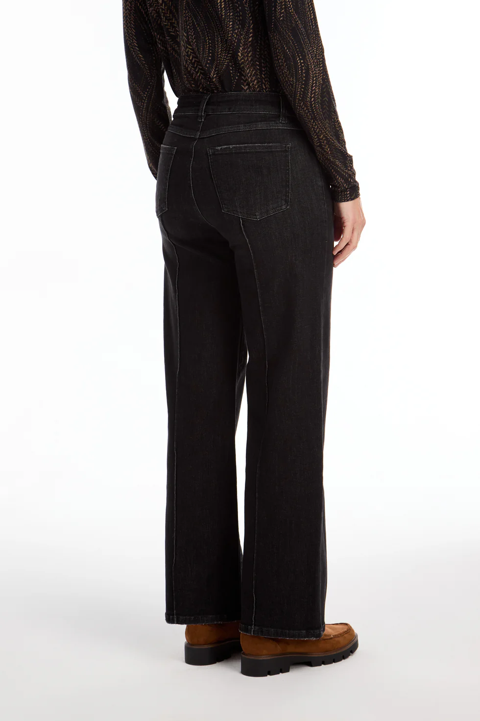 Olivia Pintuck Wide Leg Denim - Black Wash