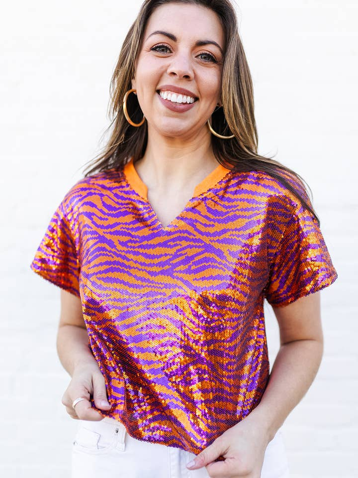 Diane Top - Orange & Purple