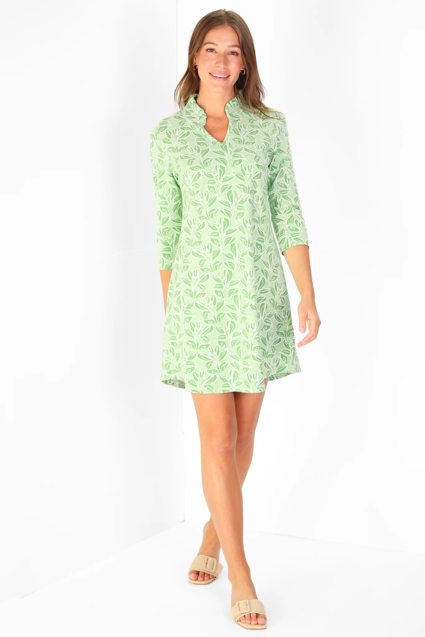 Lillian Dress in Abstract Greens