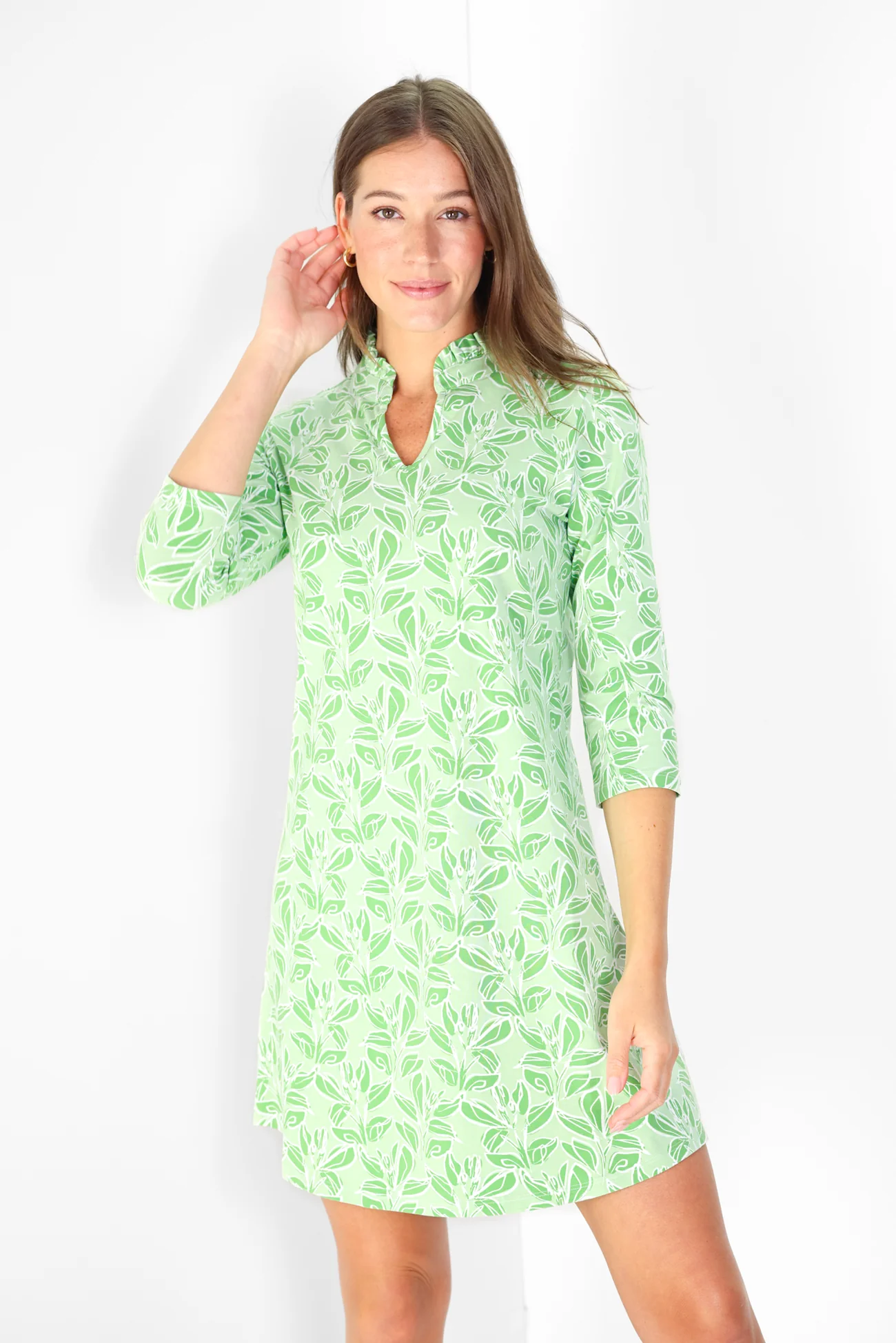 Lillian Dress in Abstract Greens