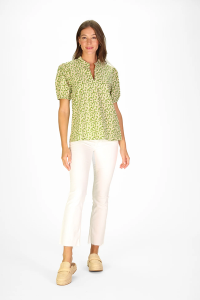 Brooke Top in Green Daisies