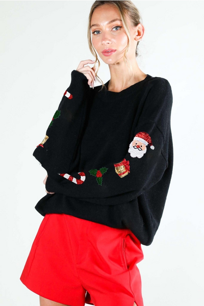 Christmas Sequin Sleeve Sweater