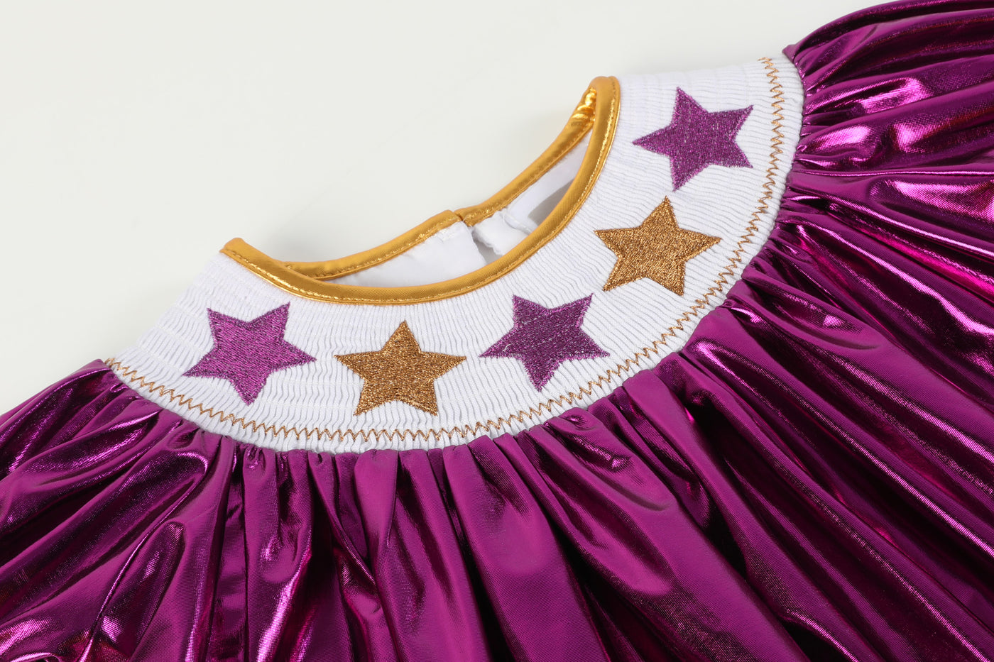 Purple and Gold Star Bishop Dress