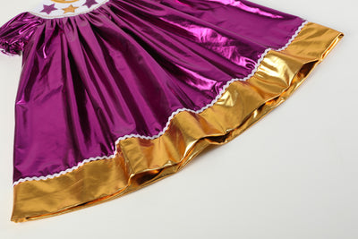 Purple and Gold Star Bishop Dress