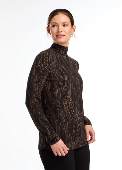 Long-Sleeve Mock Neck Top - Trellis