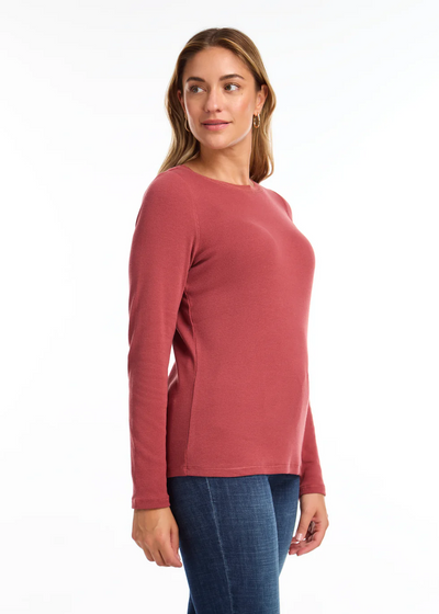 Long-Sleeve Boat Neck Top