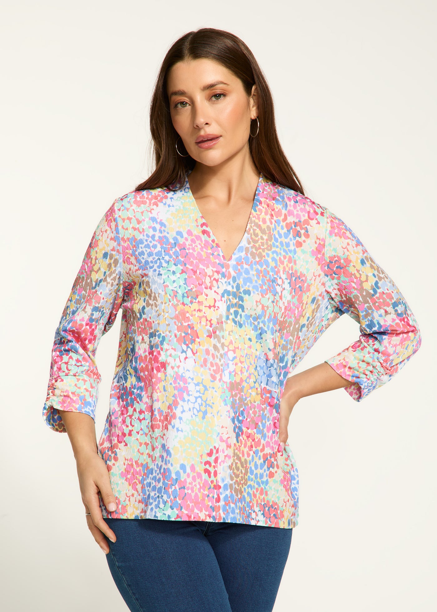 Spectral Print V-neck Top