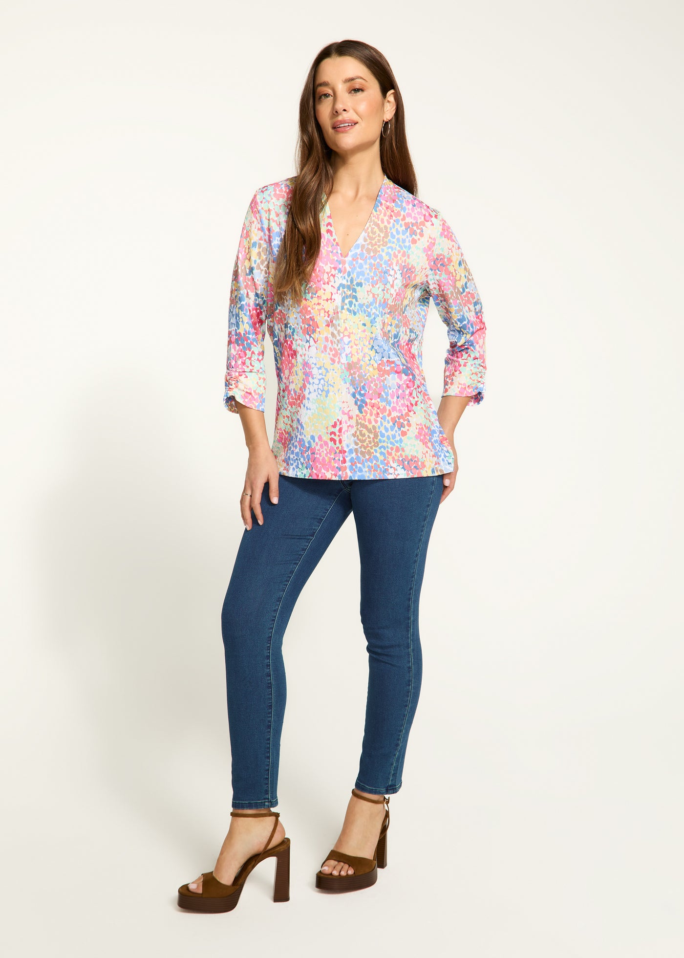 Spectral Print V-neck Top