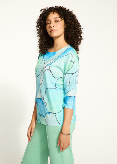 Boatneck Tee -  Blue Abstract