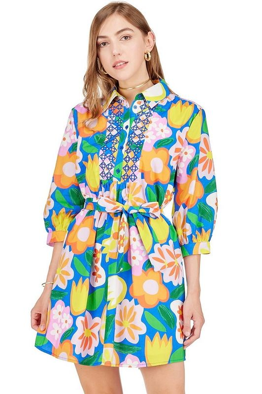 Bold Garden Shirt Dress