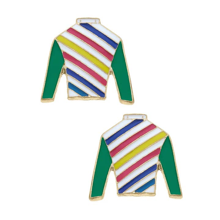 Mabel Jockey Silk Enamel Stud Earrings