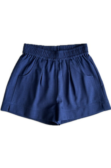 Elastic Waist Shorts - Navy