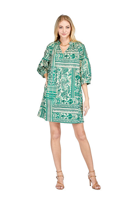 Green Ethnic Shift Dress