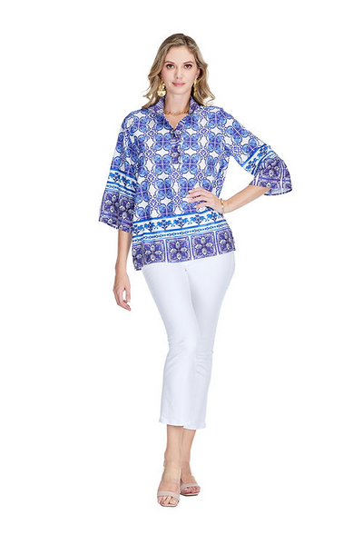 Blue Damask Tunic