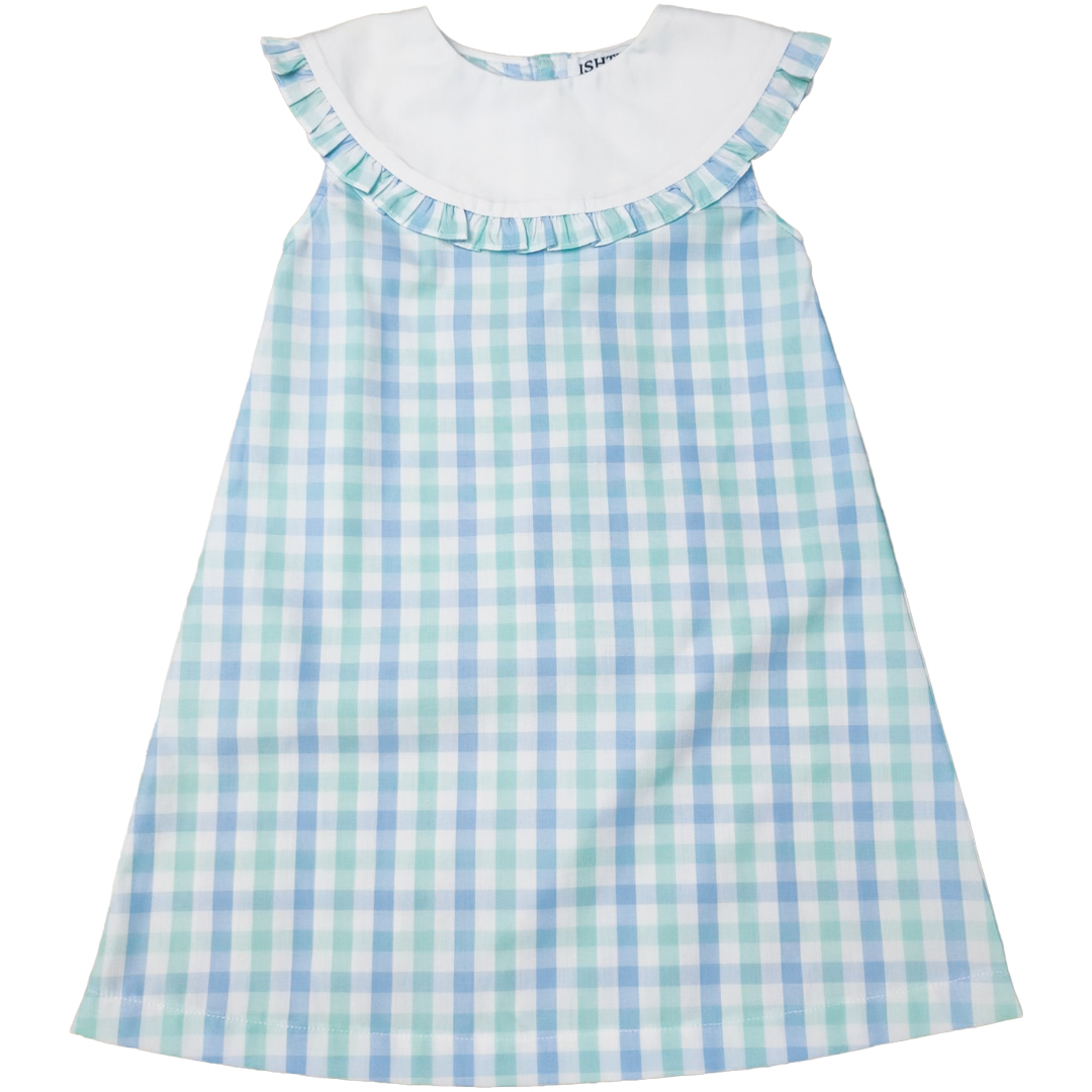 AQUA PLAID GIRL'S DRESS