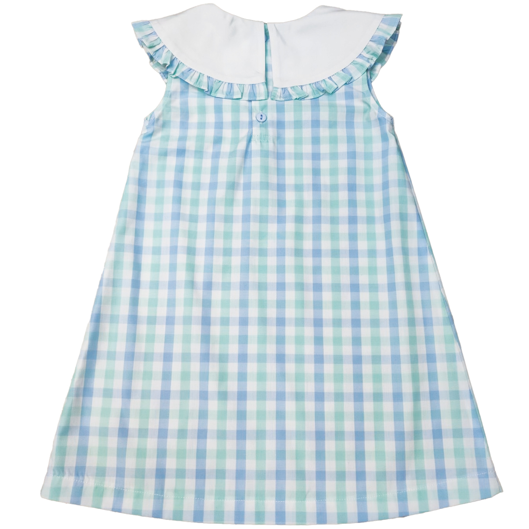 AQUA PLAID GIRL'S DRESS