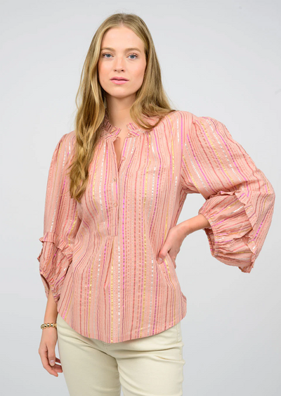 Metallic Stripe Top - Rose