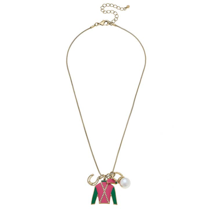 Justify Jockey Silk Lucky Charms Necklace in Pink & Green