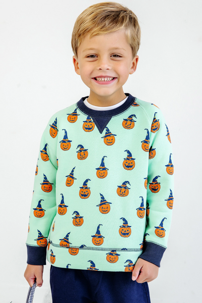 Cassidy Comfy Crewneck (Unisex) Olde Jolly Jack O' Lantern with Nantucket Navy