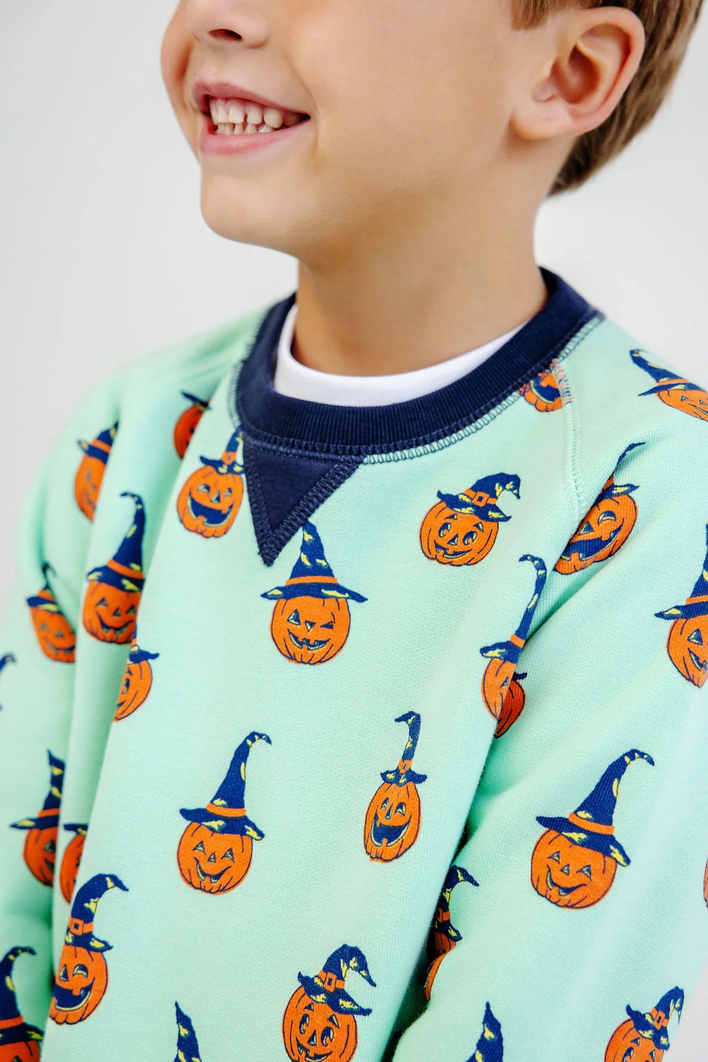 Cassidy Comfy Crewneck (Unisex) Olde Jolly Jack O' Lantern with Nantucket Navy