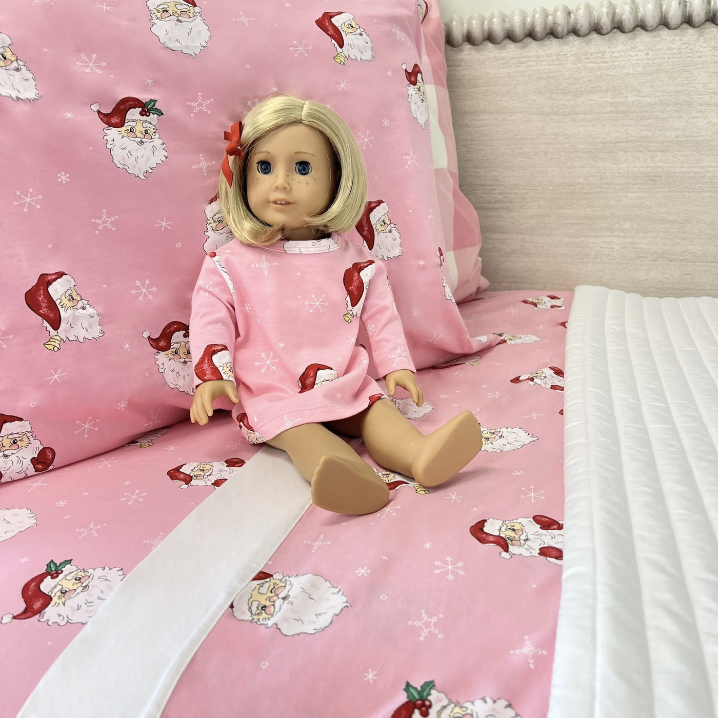 Dolly's Long Sleeve Polly Play Dress - Dear Santa in Hamptons Hot Pink