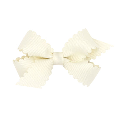 Mini Grosgrain Hair Bow with Scalloped Edge