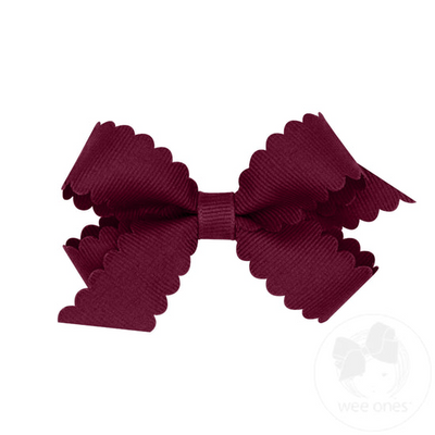 Mini Grosgrain Hair Bow with Scalloped Edge