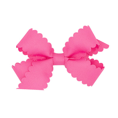 Mini Grosgrain Hair Bow with Scalloped Edge