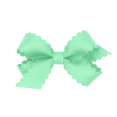 Mini Grosgrain Hair Bow with Scalloped Edge