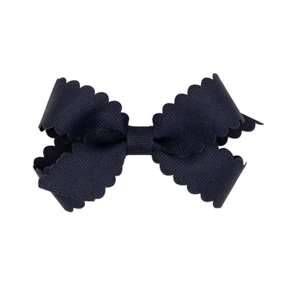 Mini Grosgrain Hair Bow with Scalloped Edge