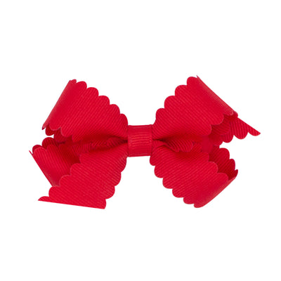 Mini Grosgrain Hair Bow with Scalloped Edge