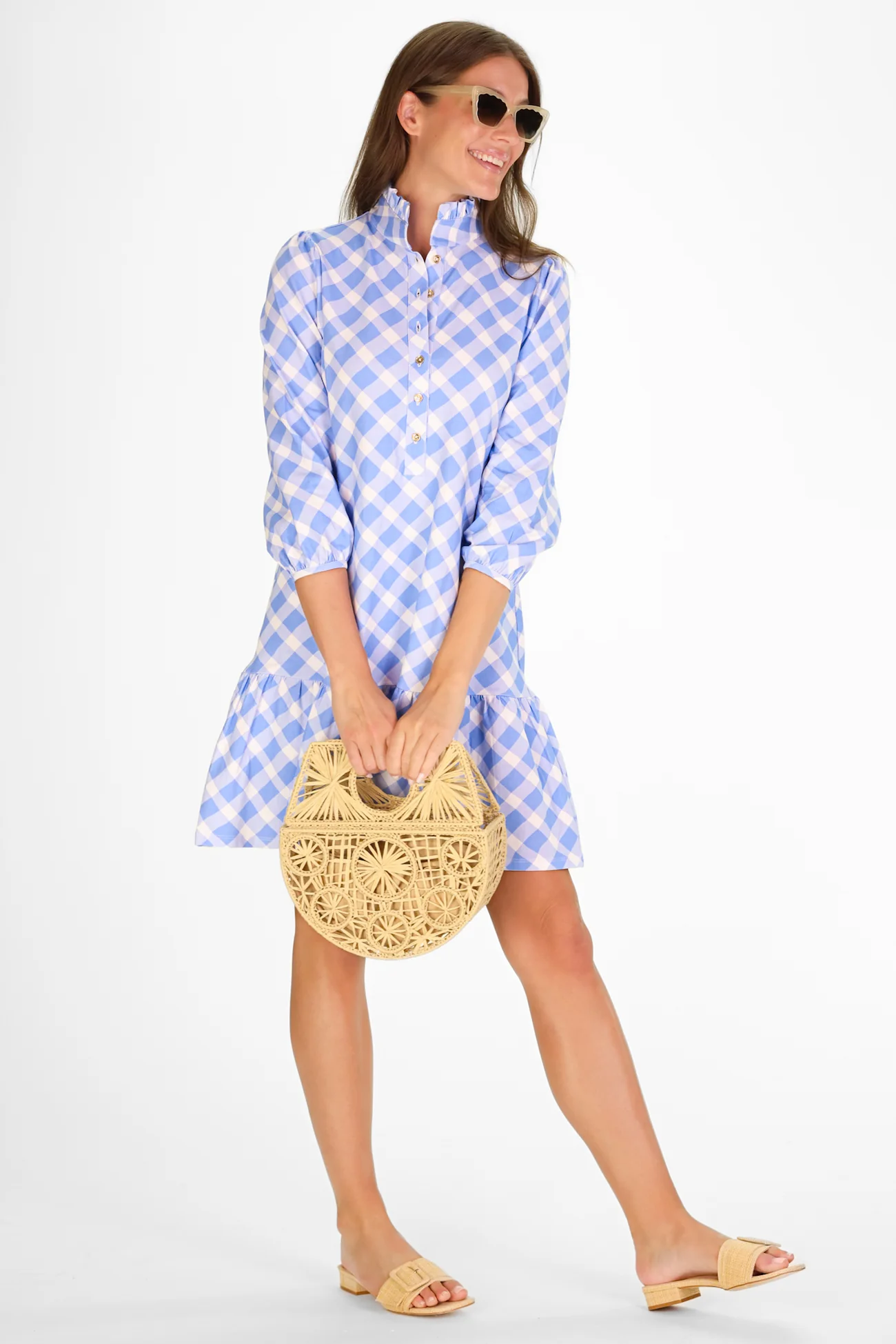 Adara Dress in Blue Bell Wavy Gingham