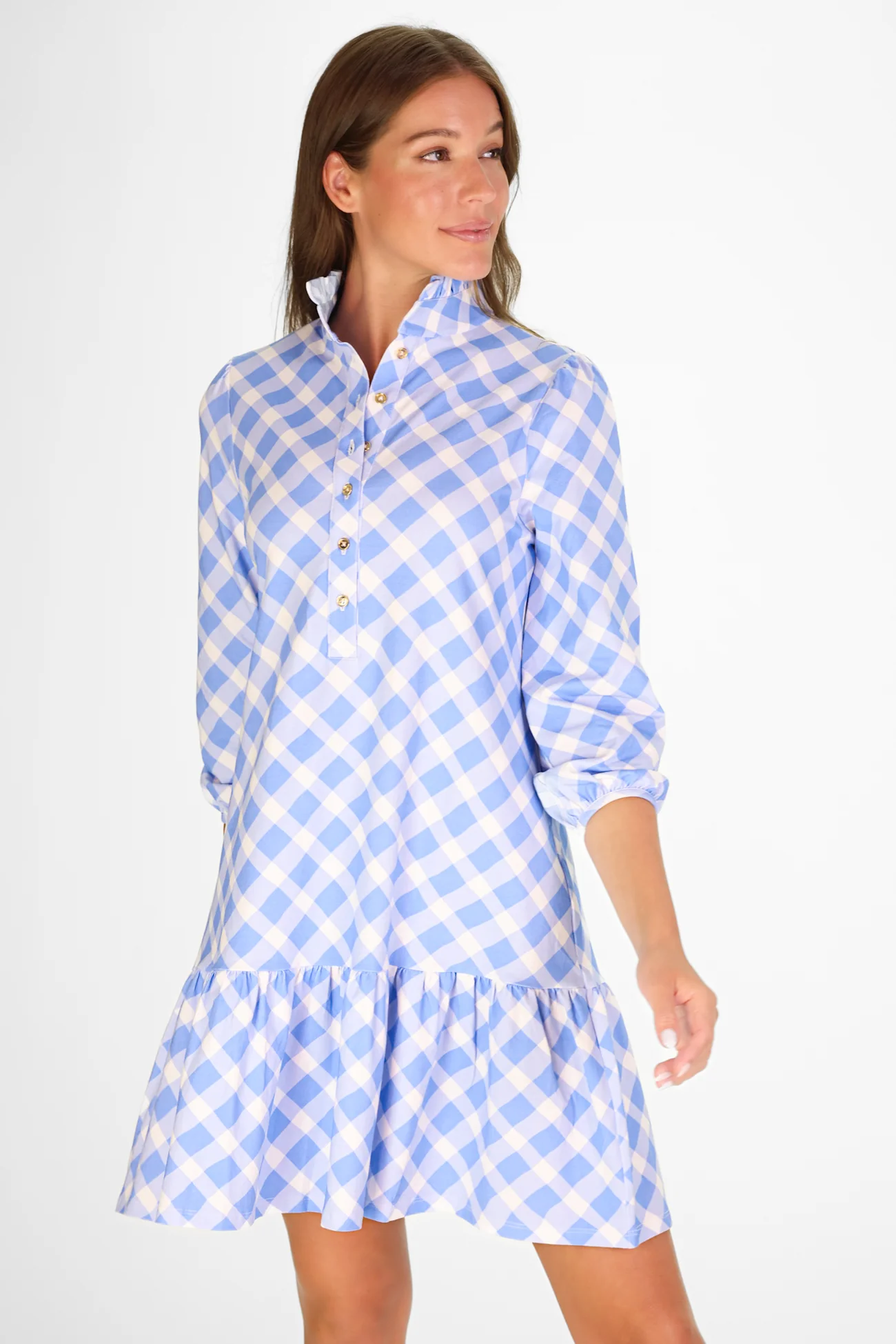 Adara Dress in Blue Bell Wavy Gingham