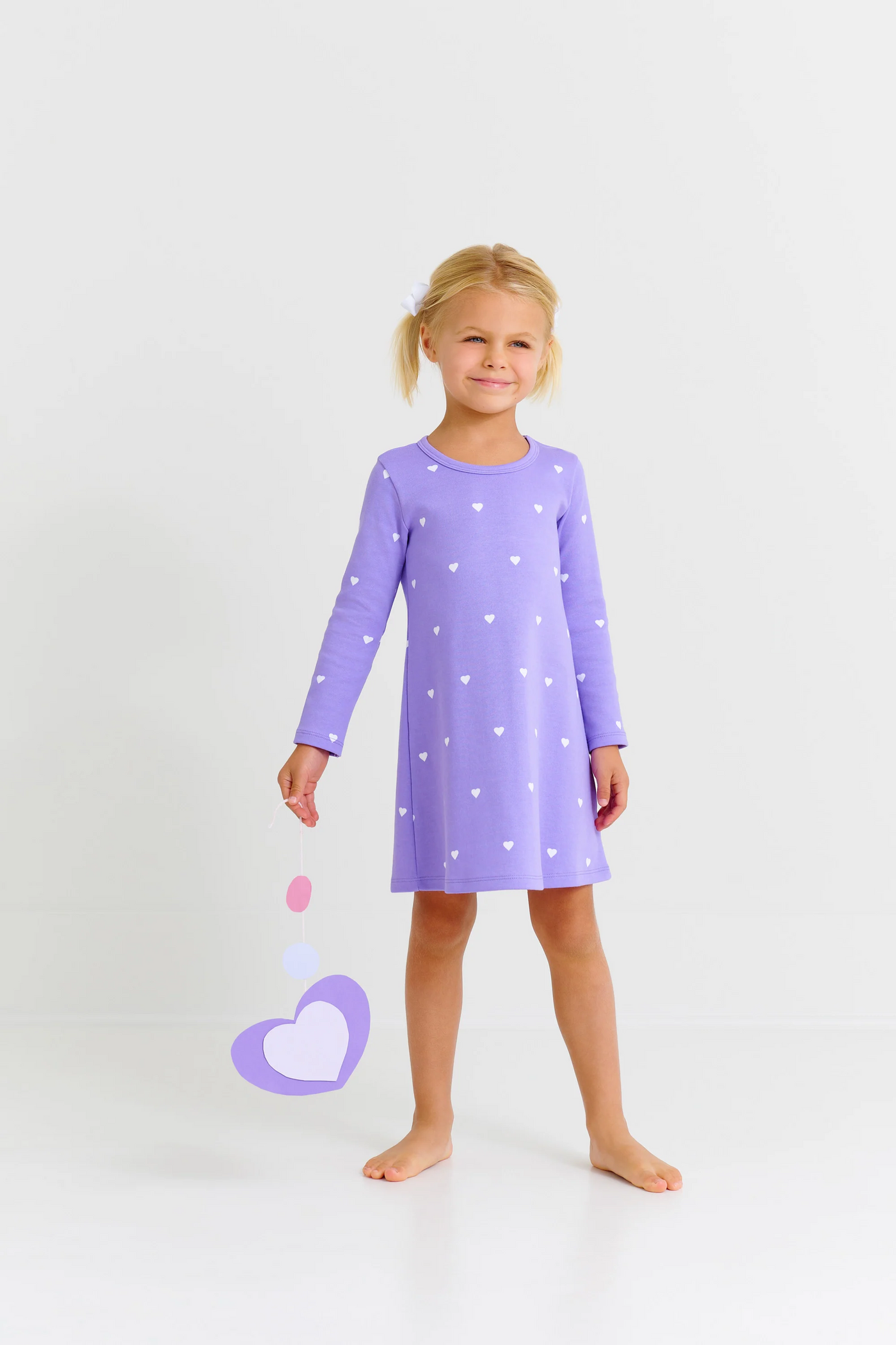 Long Sleeve Polly Play Dress Heart Eyes (Palisades Purple)