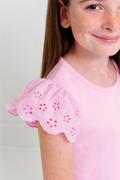 Ellen's Eyelet Top Pier Party Pink