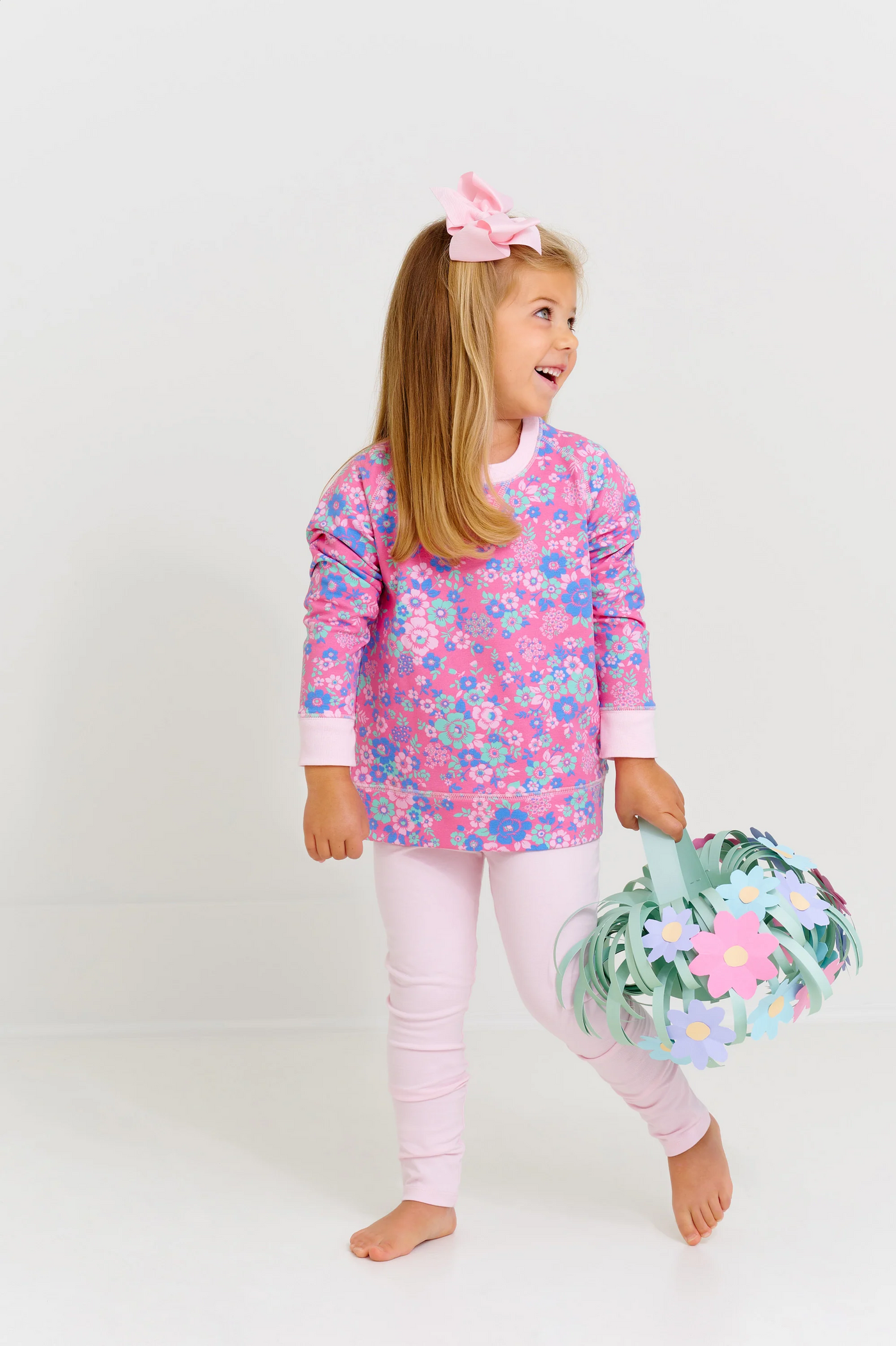 Cassidy Comfy Crewneck Mt. Paran Mini Floral with Palm Beach Pink