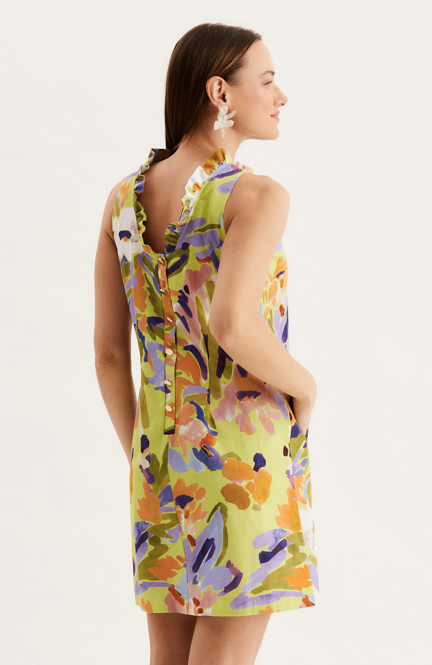 Ella Chartreuse Floral Dress