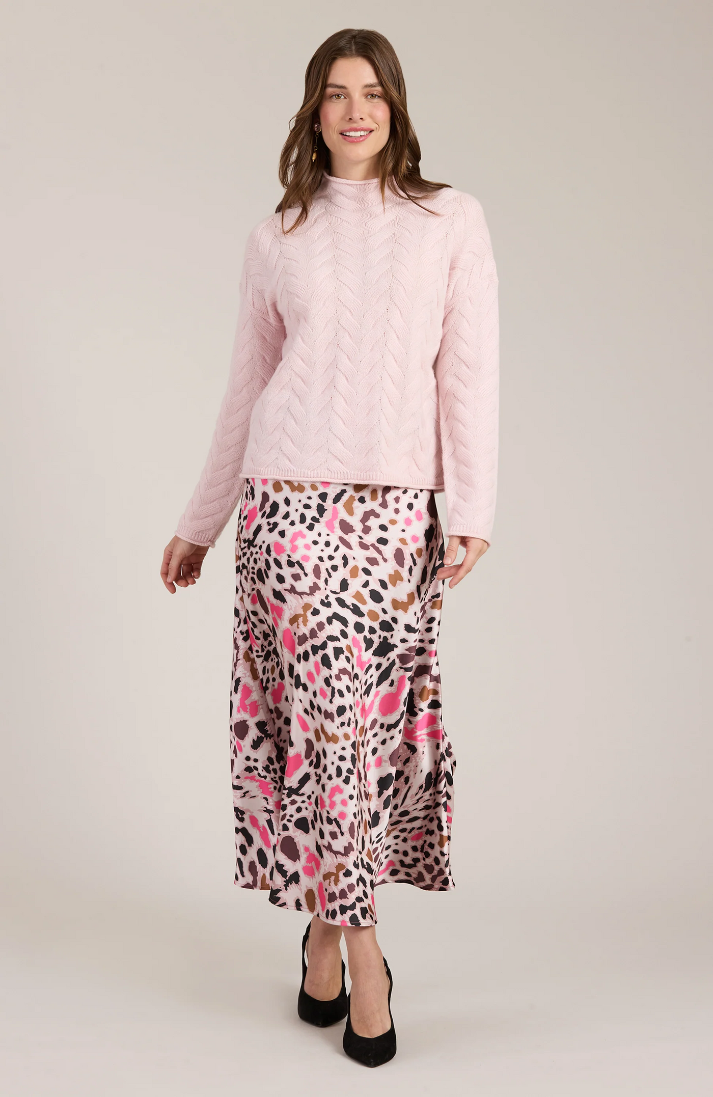 Edie Charmeuse Pink Cheetah Skirt