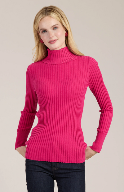 Cotton Cashmere Ribbed Turtleneck