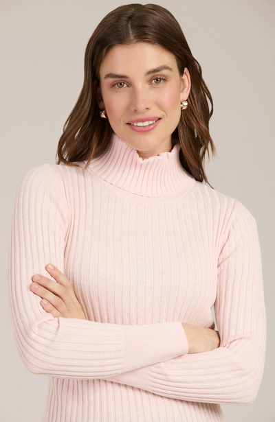 Cotton Cashmere Ribbed Turtleneck